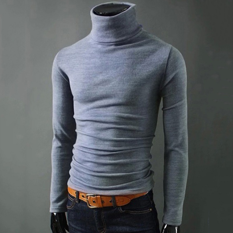 Áo Thun Nam Dài Tay Cổ Lọ Chất Liệu Cotton