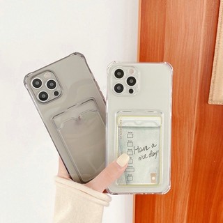 11 12 | 13 | 14 Pro max Xs max X 8 7 plus Ốp Lưng Điện Thoại Trong Suốt Chống sốc 4 góc Có Ngăn khe Đựng cài Thẻ Iphone