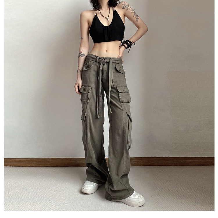 Quần Dài Ống Rộng Mỏng Ba Chiều Có Túi Thời Trang Cá Tính Cho Nữ