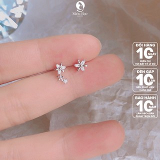 Bông tai nữ hoa đá chất liệu bạc S925 thời trang phụ kiện trang sức nữ Miêu Bạc B400710