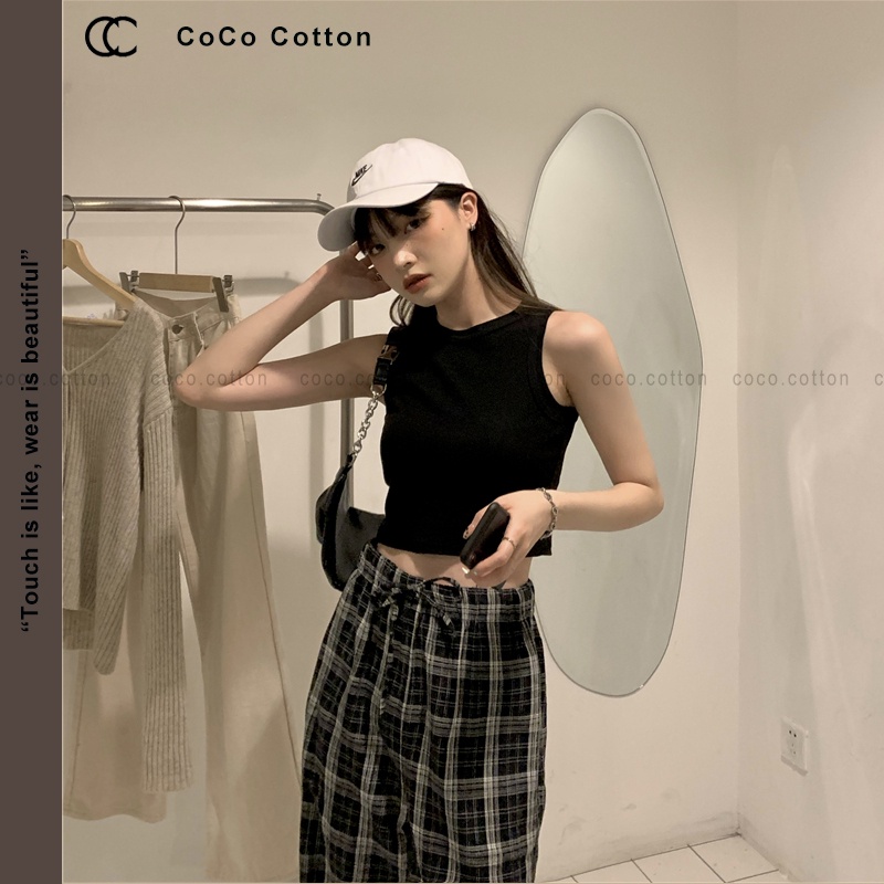 Áo ba lỗ croptop nữ COCOCOTTON cao cấp CC09