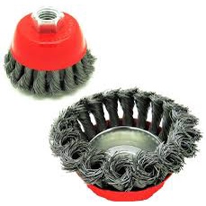 Chén cước xoắn đánh rỉ INGCO 75-150mm chổi cước chà sắt, kim loại, đánh gỉ sét, sơn bong tróc cốt M10x1.5-M14x2.0