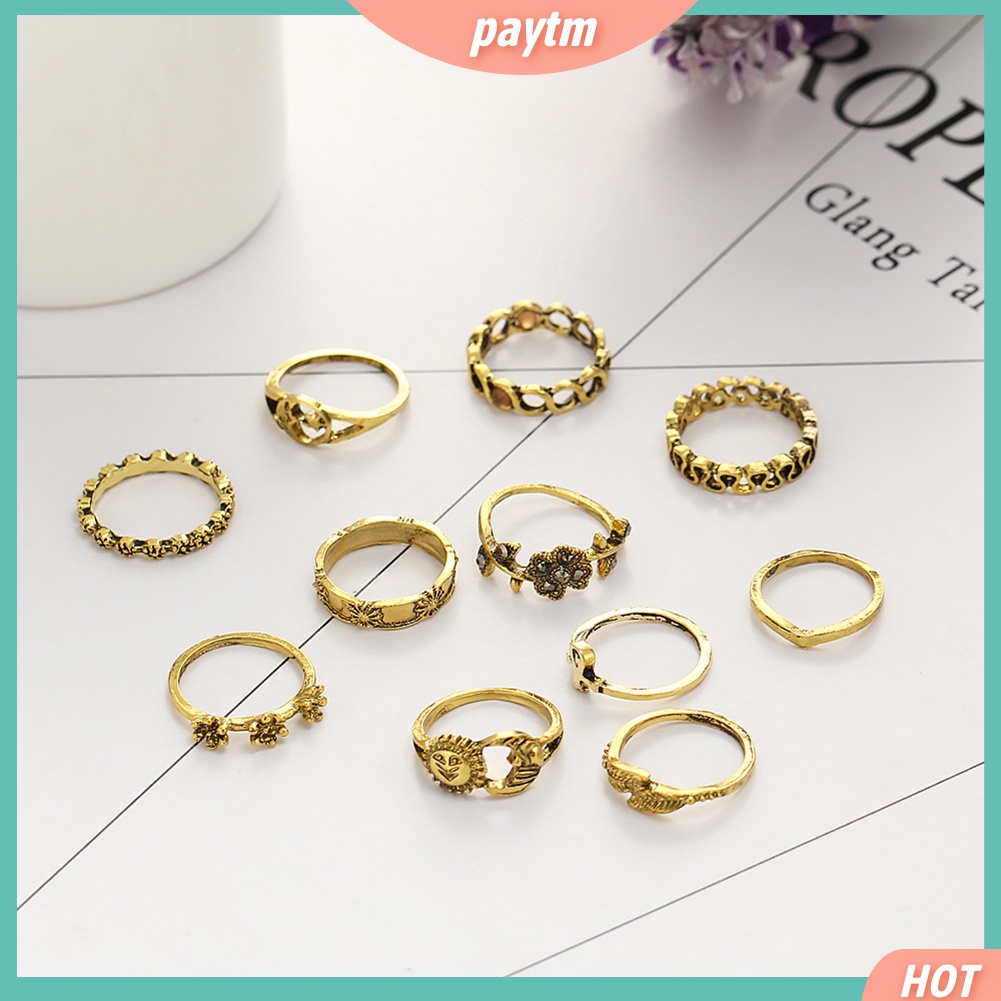 (PTM) Set 11 nhẫn phong cách Bohemian cổ điển dành cho nữ