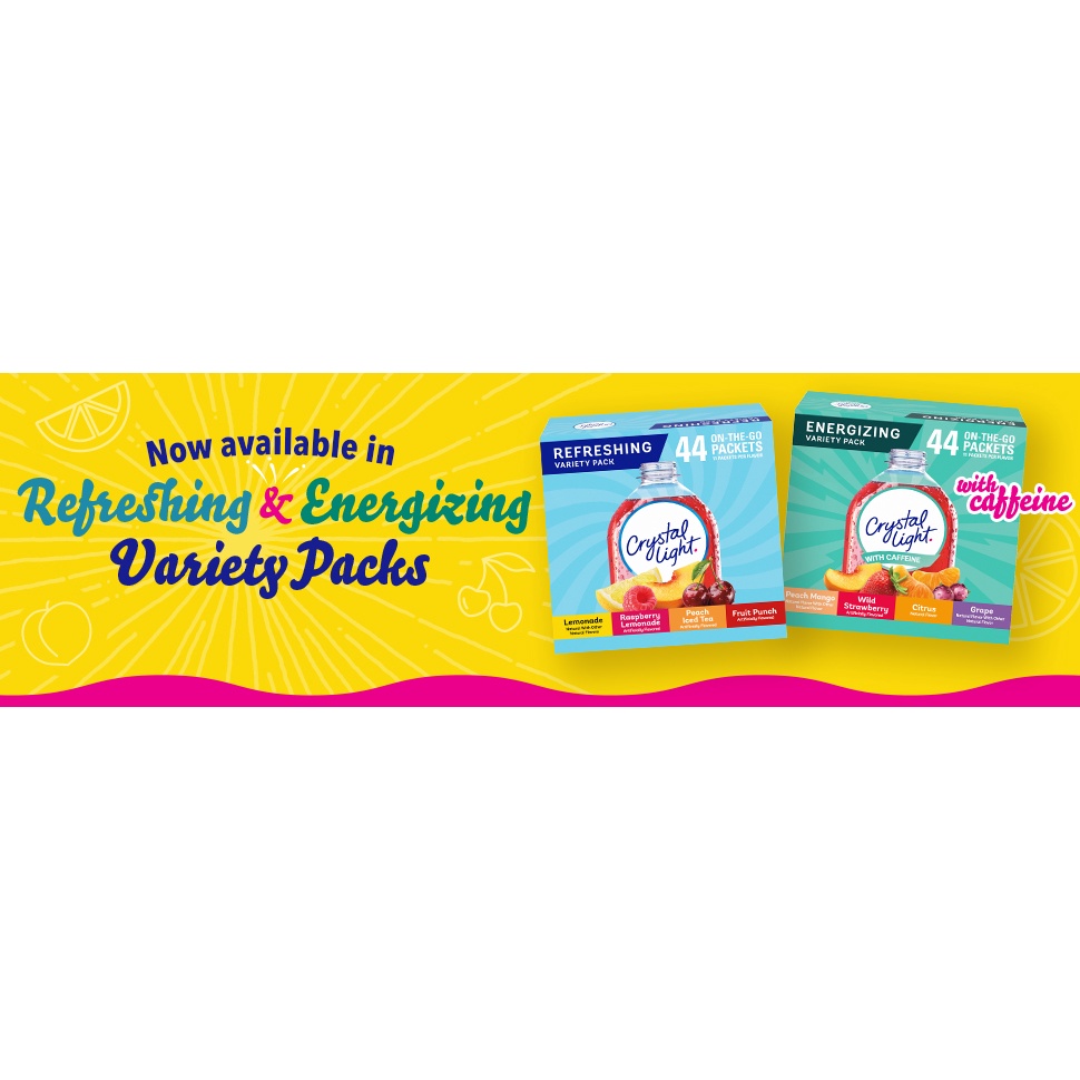 Crystal Light Hộp 44, 60 gói 4 vị Bột pha nước trái cây không đường giải khát DAS / LOWCARB Drink Refreshing Energizing
