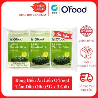 Lốc Rong Biển Ăn Liền O’Food Tẩm Dầu Oliu 15G (5G x 3 Gói)