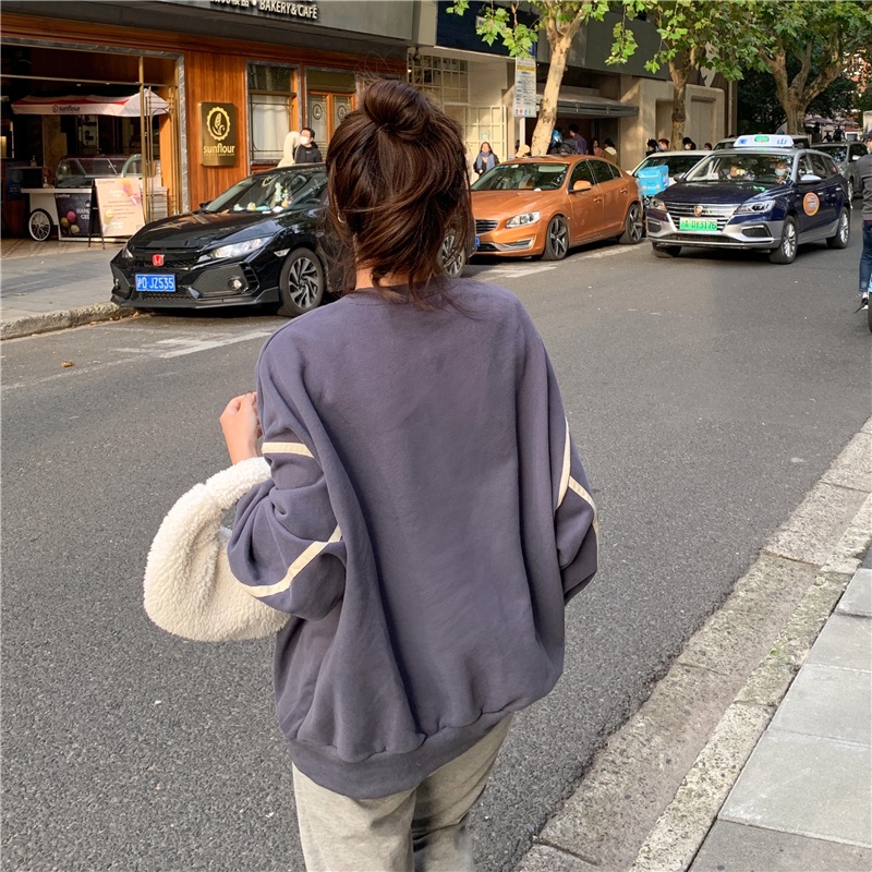 Áo sweater SUXI tay dài dáng rộng phong cách vintage trẻ trung thời trang dành cho nữ