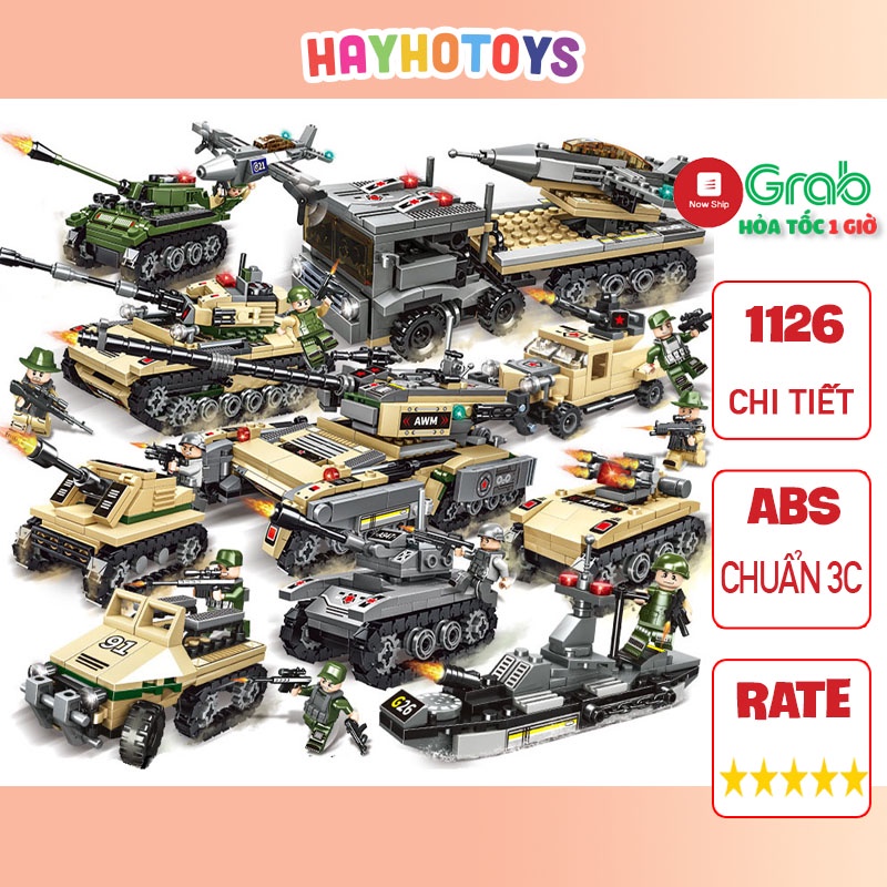 Bộ đồ chơi lắp ráp lego xe tăng 1126 chi tiết, xếp hình lego xe tăng bọc thép đồ chơi cho bé trai