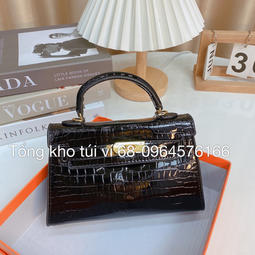 Túi Xách Nữ Cầm Tay Đeo Vai,Đeo Chéo Khóa Chữ H Chất Da Bóng Mềm Sai 18 và 21CM Hàng Đẹp Có Hộp Tặng Kèm khăn