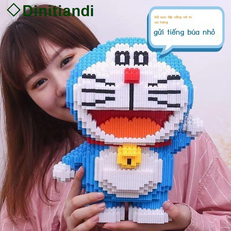Sẵn sàng giao hàng Doraemon 38cm Blue Fat Man tương thích khối ghép đồ chơi Tinker Bell mèo máy mèo bạn gái cô gái