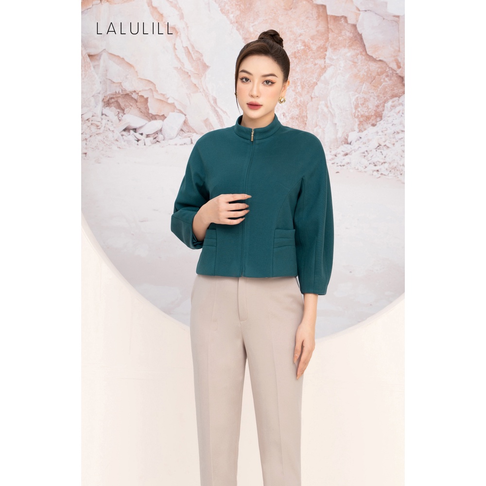 Áo khoác dạ cổ trụ dáng suông lửng LALULILL tay liền thân LAK22782