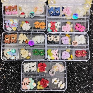 Set Charm Mix Hoa Bột Phụ Kiện Trang Trí Móng