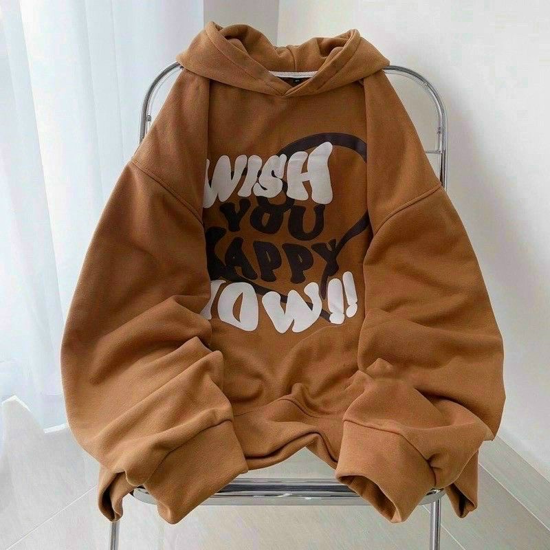 (Siêu sale tTháng 12) Aó hoodie nam nữ tay phồng,áo nỉ from rộng in chữ nổi nón 2 lớp nút bấm cổ,thời trang thu đông