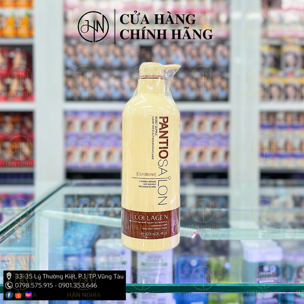 Dầu xả tóc Pantio Salon Collagen 800ml dành cho tóc hư tổn, khô xơ, chẻ ngọn dụng cụ chăm sóc tóc salon