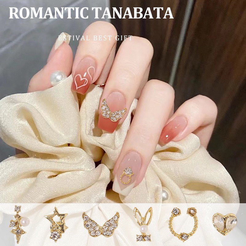 Charm nail cao cấp, charm mặt trăng, đá đa dạng, phụ kiện trang trí móng tay