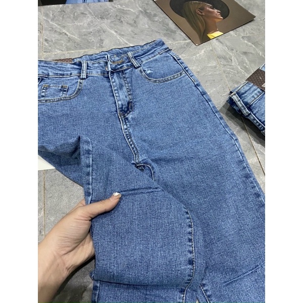 Quần jeans ôm xanh rách ms617