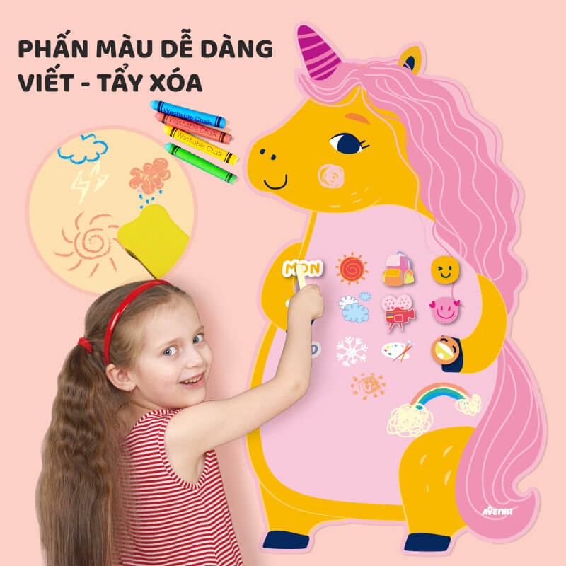 Avenir bảng nam châm dán tường bóc dán dễ dàng kèm sticker phấn màu Magnetic Wall chalk board 2 mẫu Mymickeyshop