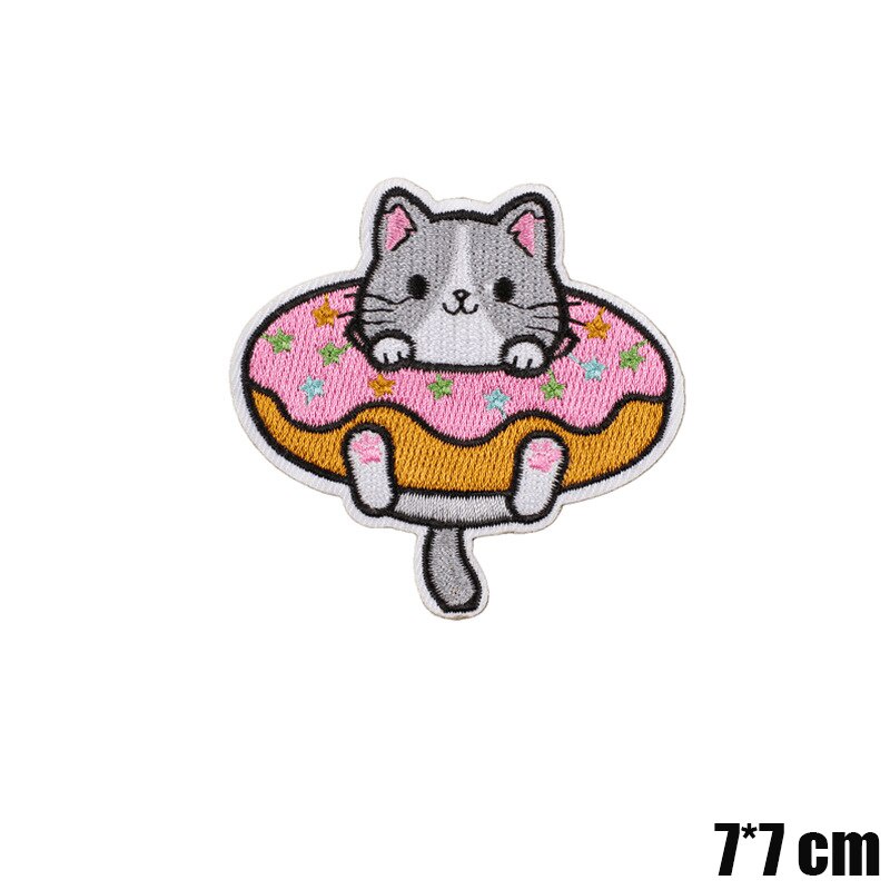 Sticker ủi nhiệt vải thêu logo hình mèo cat dễ thương cute đáng yêu - Patch ủi quần áo balo H47