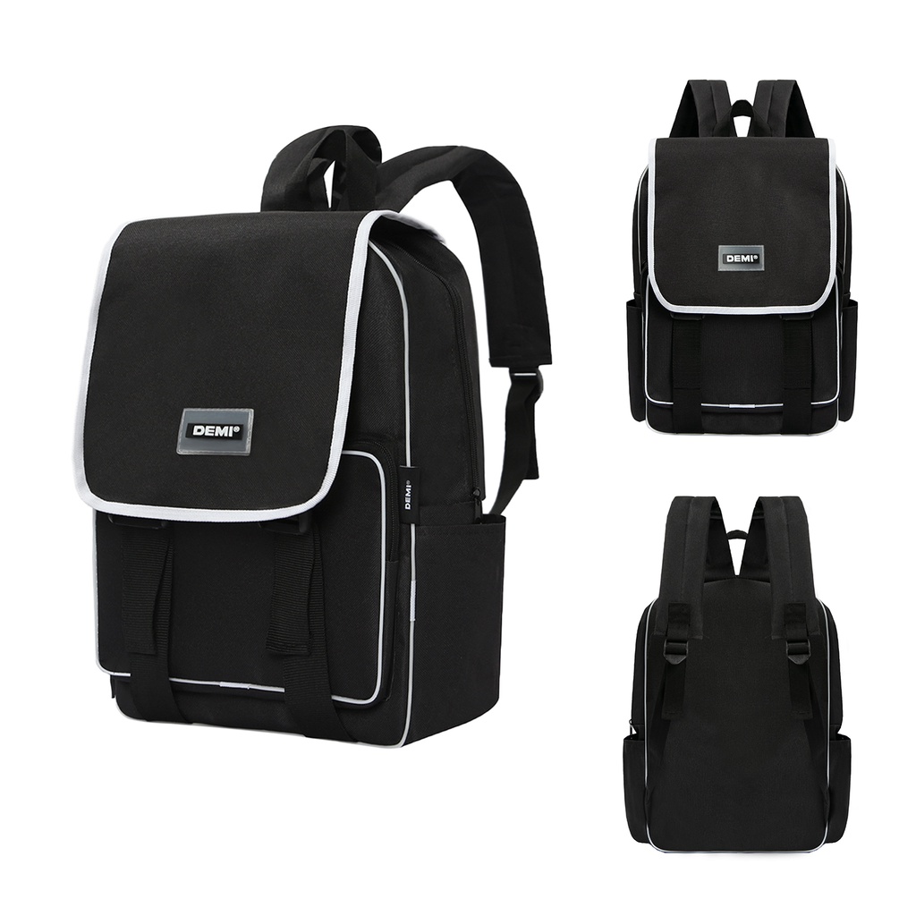 Balo đi học nữ vải canvas đẹp, balo local brand giá rẻ màu đen DEMI DE-P42