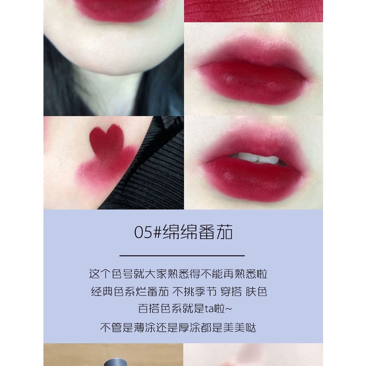 Son Môi Dạng Lỏng Chất Nhung Màu Lì Dưỡng Ẩm Chống Thấm Nước Không Phai Màu Trái Tim