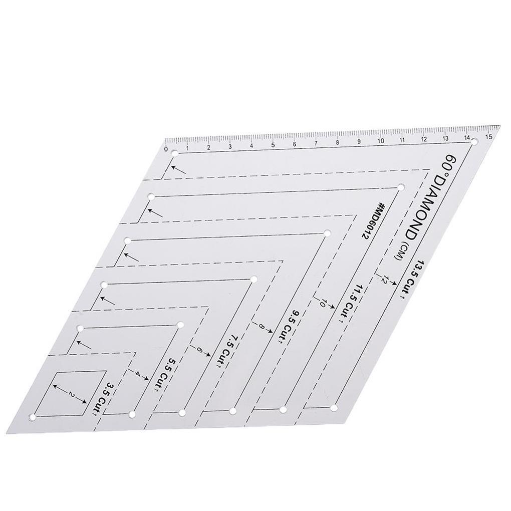 Bộ 4 Thước Đo May Vá Trong Suốt Hình Lục Giác 45 Độ 60 Độ