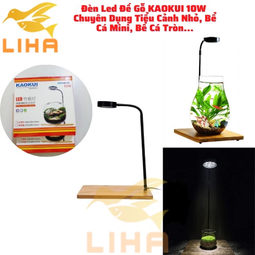 Đèn Led Đế Gỗ 10W KAOKUI - Đèn Led Kèm Đế Gỗ Cho Tiểu Cảnh Nhỏ, Bể Cá Mini, Bể Cá Tròn…