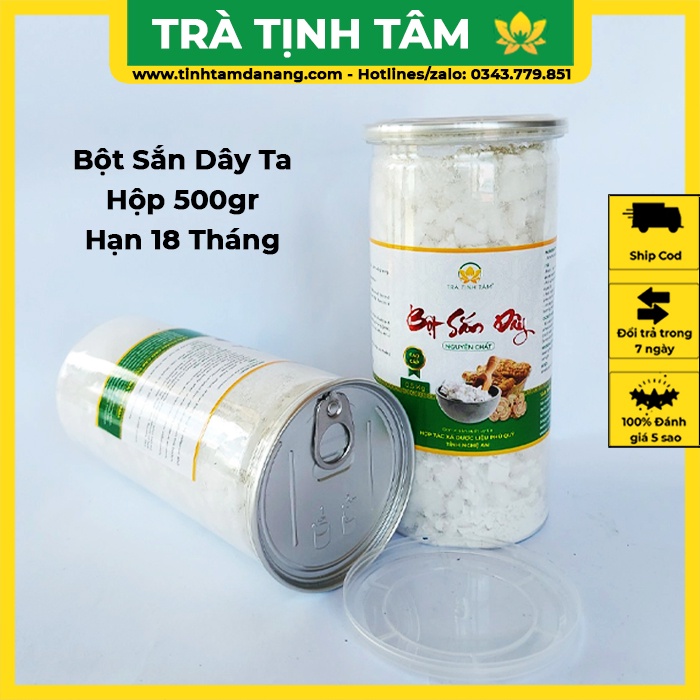 Bột sắn dây ta nguyên chất Tịnh Tâm hộp 500gr, tinh bột sắn dây cao cấp Phủ Quỳ đặc sản Nghệ An làm quà