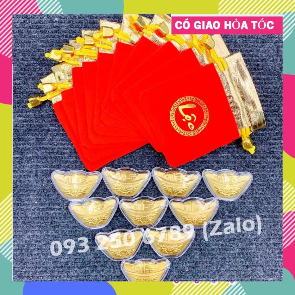 VIP Thỏi Vàng Tài Lộc kèm Túi Nhung Phúc Lộc may mắn, trưng bày biếu tặng, lì xì độc đáo