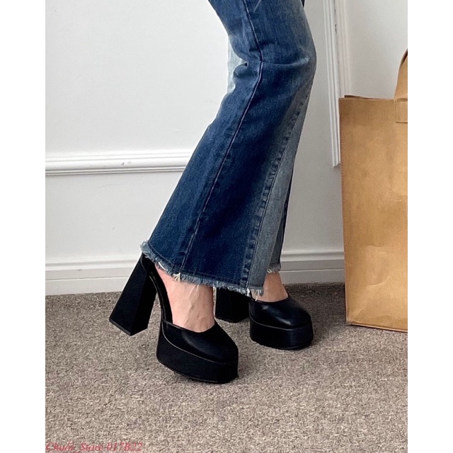 Giày Lolita Cao Gót Dự Tiệc Chuẩn Hàng Quảng Châu Mũi Vuông Tiểu Thư Sang chảnh