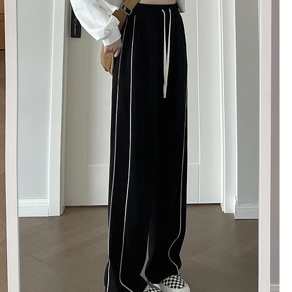 SUXI Quần Dài Lưng Cao Ống Rộng Màu Sắc Đơn Giản Dễ Phối Đồ