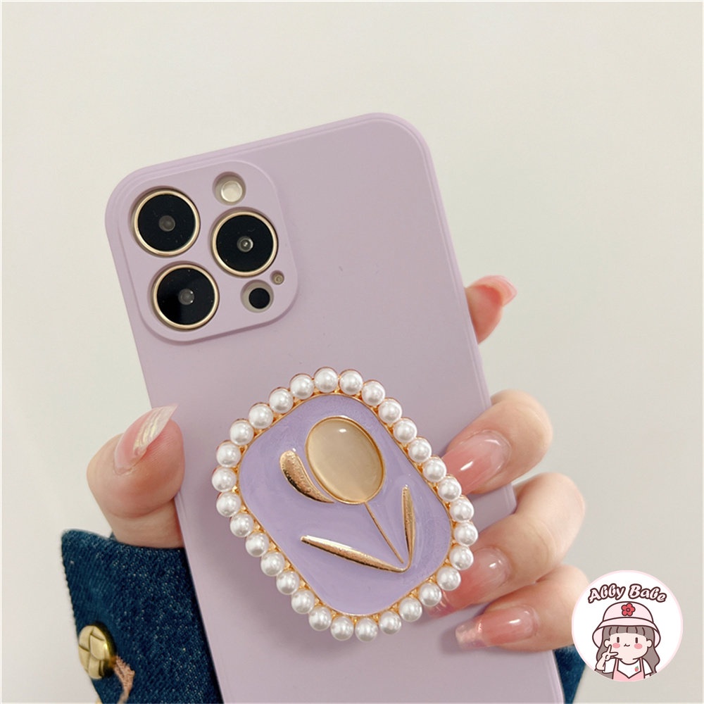 Ốp Điện Thoại TPU Mềm Chống Mồ Hôi Có Giá Đỡ Hình Hoa Tulip Cho IPhone 14 Pro Max 11 7Plus 13 12 11 Pro Max X XS