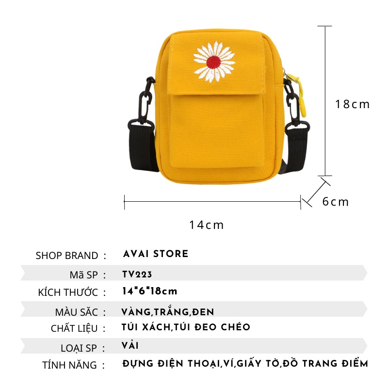 Túi đeo chéo mini vải bố phong cách hàn quốc dễ thương giá rẻ AVAI STORE TV223