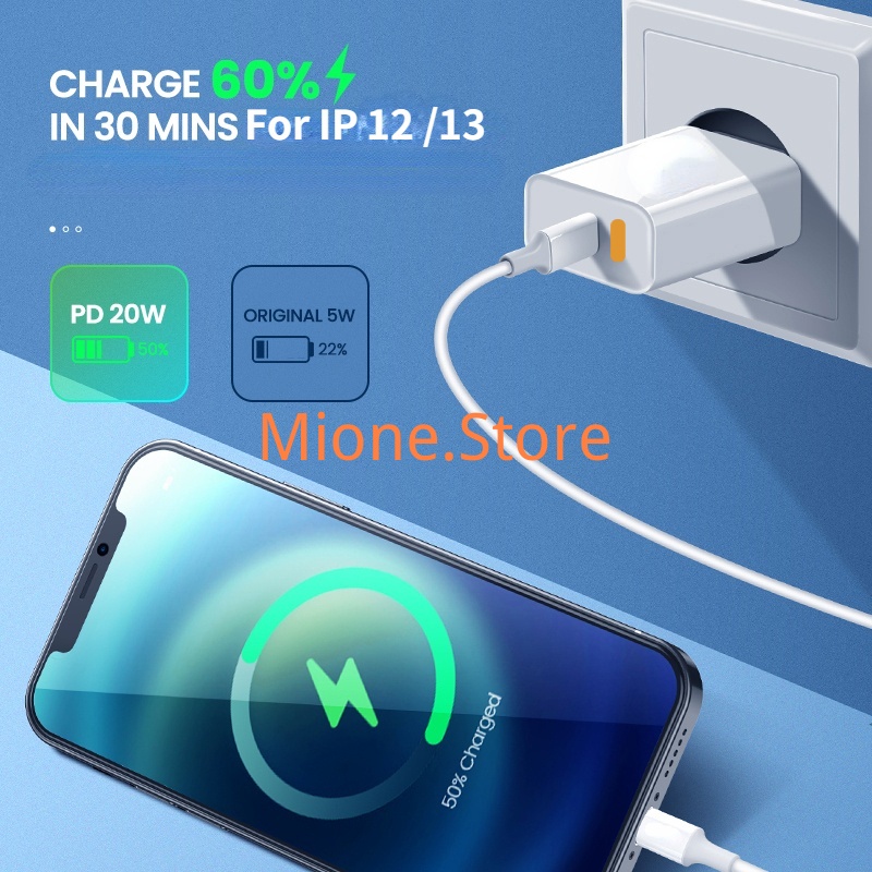 Củ sạc nhanh USB C MIONE 25W 2 cổng USB Type C PD QC 3.0 4.0 20W thích hợp cho máy tính bảng điện thoại Android