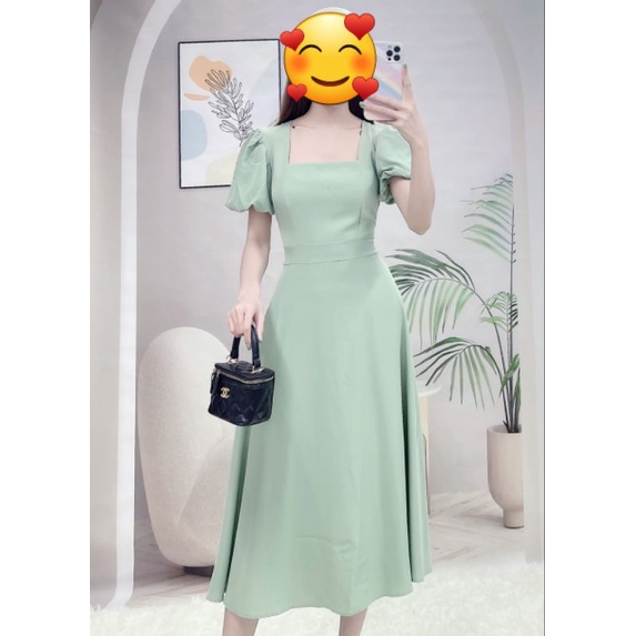 Đầm tay búp khóa kéo sau lụa hàn châu