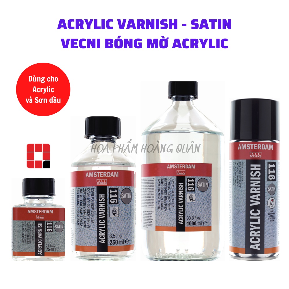 Vecni Bóng Satin bảo quản, bảo vệ tranh Acrylic và Sơn dầu - Acrylic Varnish Satin - 116