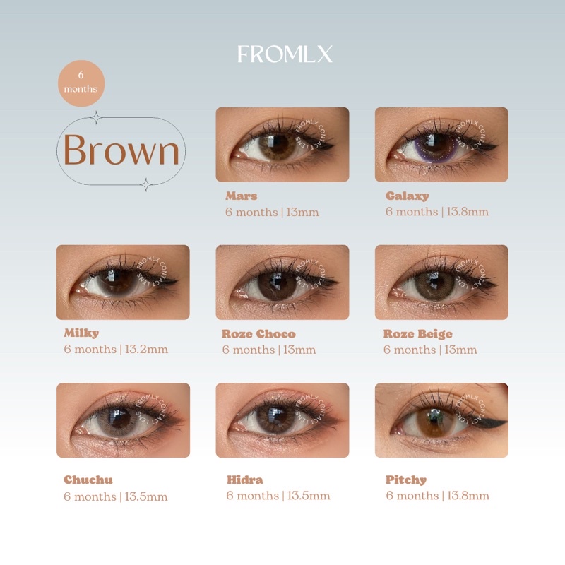 Top những mẫu lens màu nâu bán chạy nhất FROMLX Contact Lens phong cách tự nhiên & tây sáng (1-6 tháng)