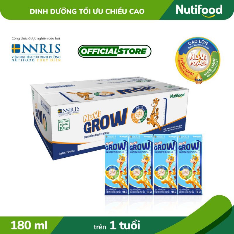 Thùng 48hộp sữa bột pha sẵn NUVI GROW 180ML