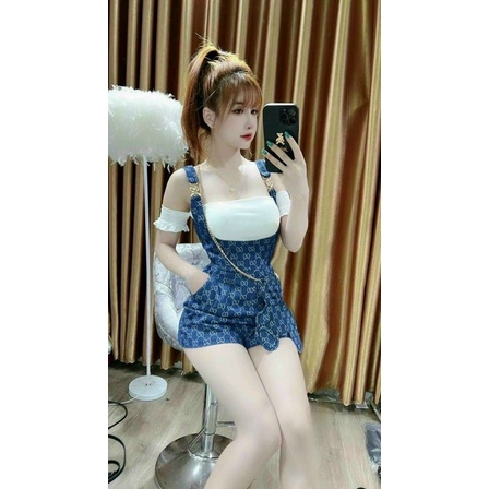 Sét Bộ Nữ 2 Món (Không Nón) Áo Borrip Kết Hợp Váy Yếm Kaki Mặc Đẹp Tôn Dáng NEW UNISEX