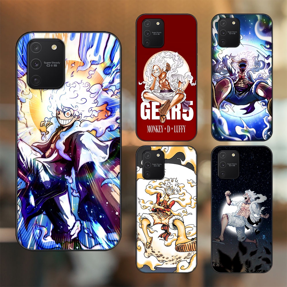Ốp lưng Samsung S10 Lite viền đen in hình Luffy Gear 5 Nika One Piece Đảo Hải Tặc