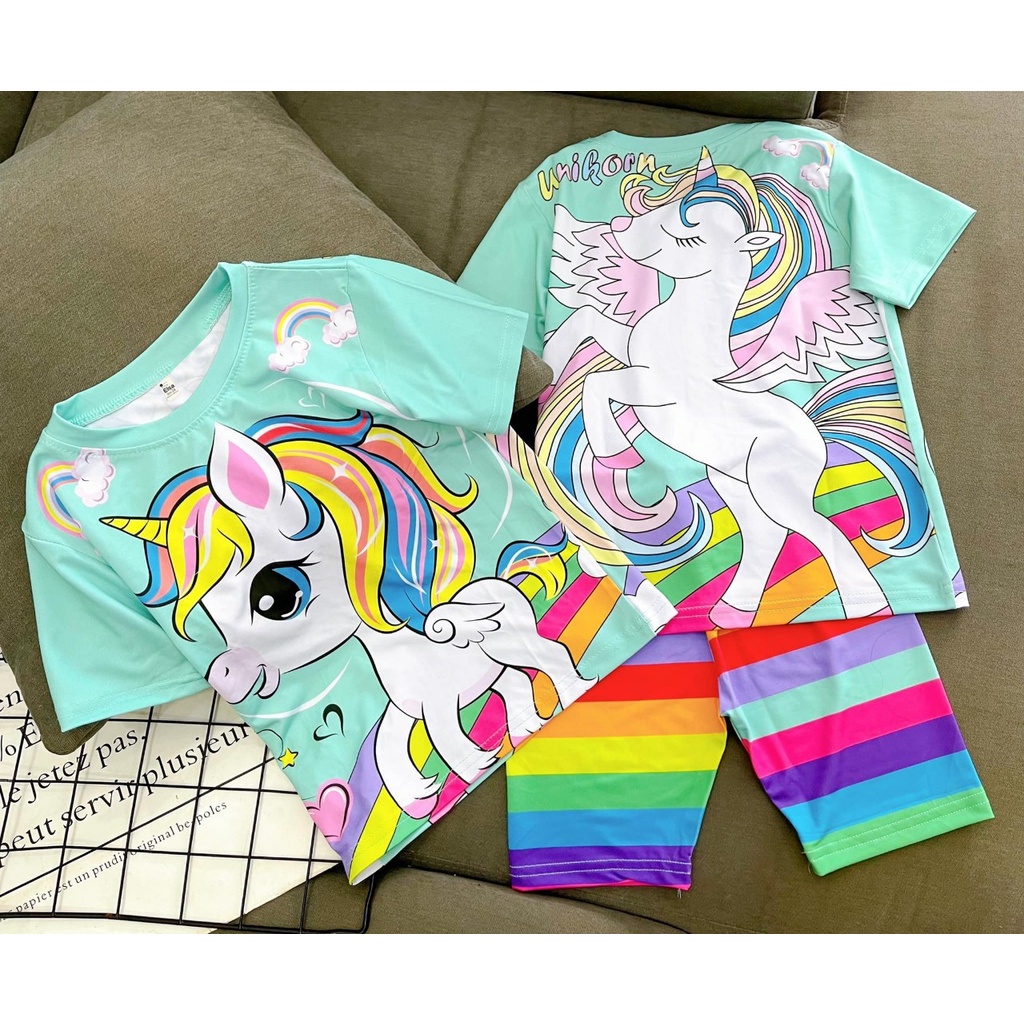 Bộ đồ Lửng bé Gái in hình 3D (9Kg-40Kg) chất liệu mềm mịn thoáng mát được các bé gái yêu thích Bán Chạy Nhất 2021###