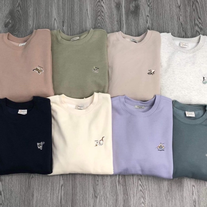 ÁO SWEATER POLHAM BRAND HÀN QUỐC CỰC XINH, CHẤT LIỆU COTTON x NỈ BÔNG BÊN TRONG, SIÊU NHẸ SIÊU THOÁNG PHÙ HỢP UNISEX
