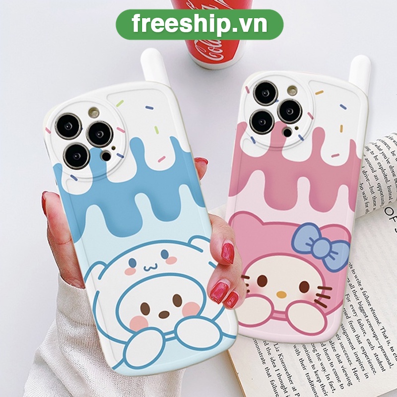 Ốp bảo vệ cam iphone hình điện thoại gấu mèo dễ thương 6/6splus/7/7plus/8/8plus/x/xs/11/12/13/14/pro/max/plus/promax
