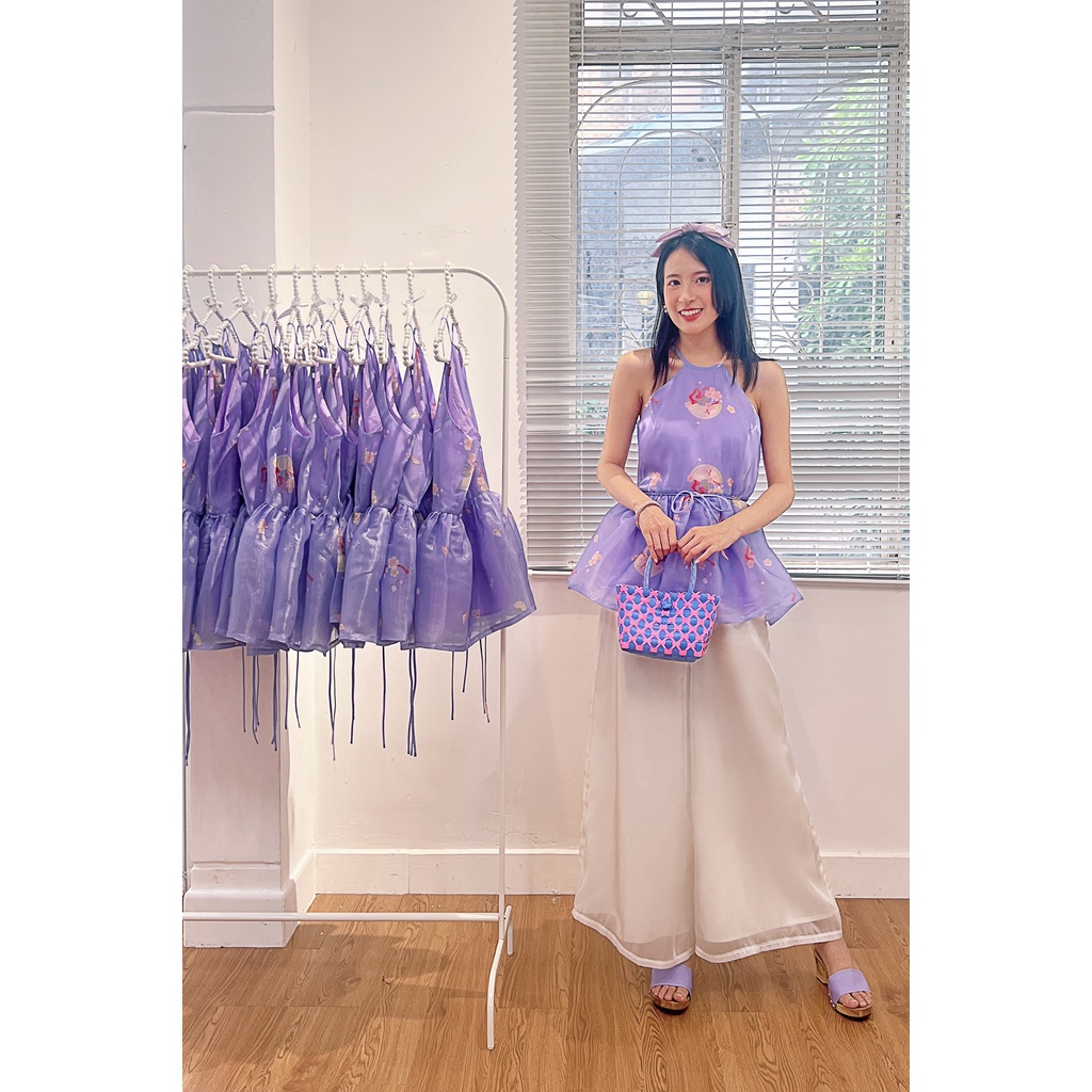 Sumire Store Áo yếm xòe organza Nhạc Hoa - Tím