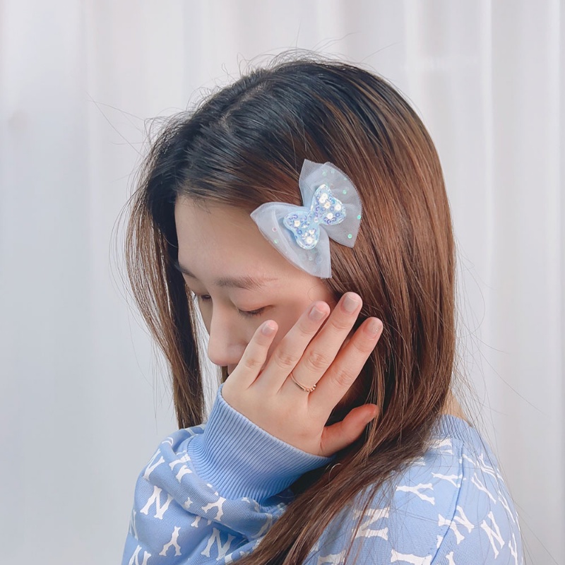 Set 10 Kẹp Tóc Nơ Lưới Thời Trang Cho Bé Gái