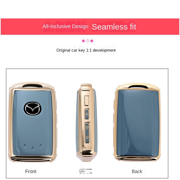 Bao Da, Ốp Bảo vệ, Vỏ Bọc Chìa Khóa Viền Vàng Sang Trọng Phù Hợp Cho Xe Mazda 2,3,6,CX-3,CX-5,CX-8 Sau 2020