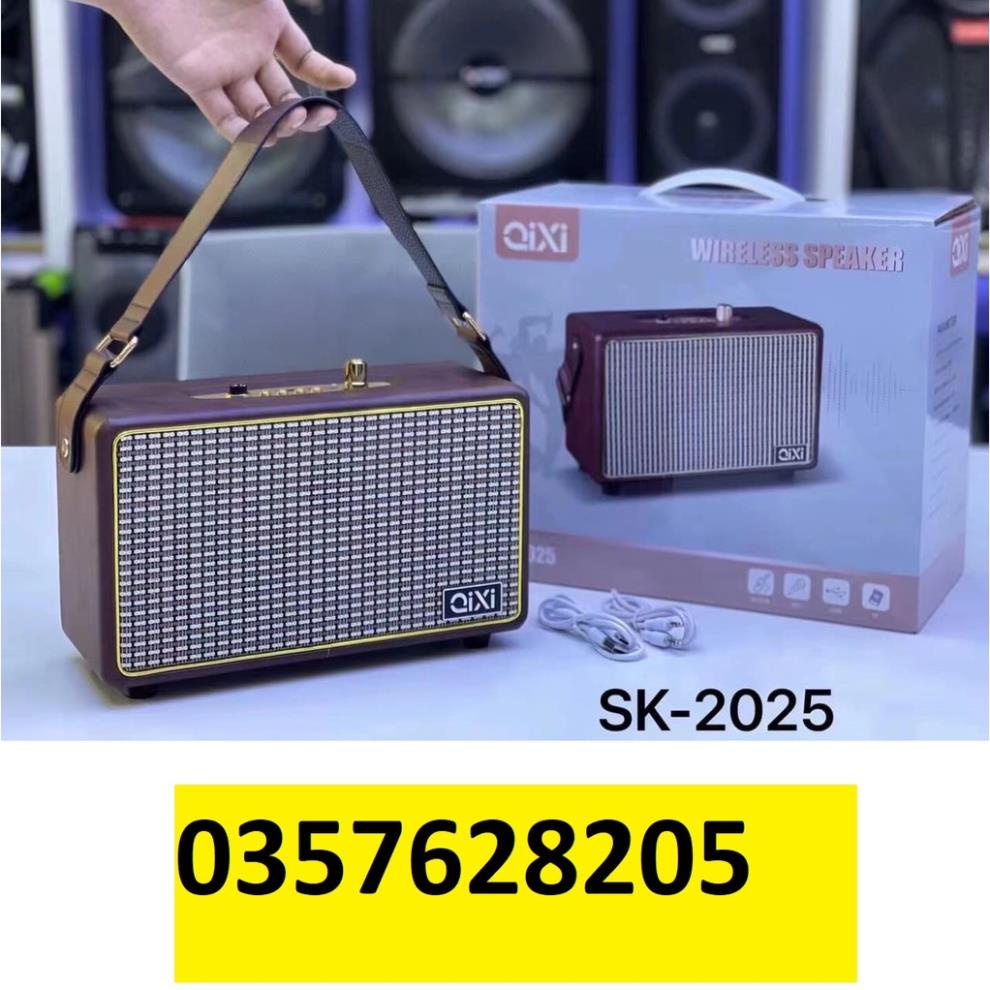 Loa Bluetooth Qixi SK-2025 Âm Thanh Hay Tích Hợp Cổng Micro 6.5 Karaoke Micro Không Dây BH 06 Tháng