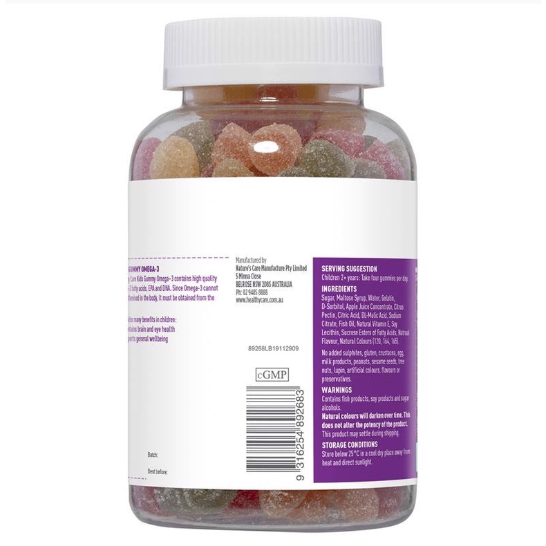 Kẹo Dẻo Bổ Mắt Healthy Care Kids Gummy Omega 3 Phát Triển Trí Não Cho Trẻ Từ 2 Tuổi - 250 viên