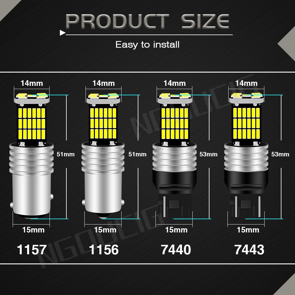 1 Đèn LED T15 T20 7440 7443 1156 BA15S 1157BAY15D 45SMD LED Tự Động Làm Đèn Phanh Xe Hơi