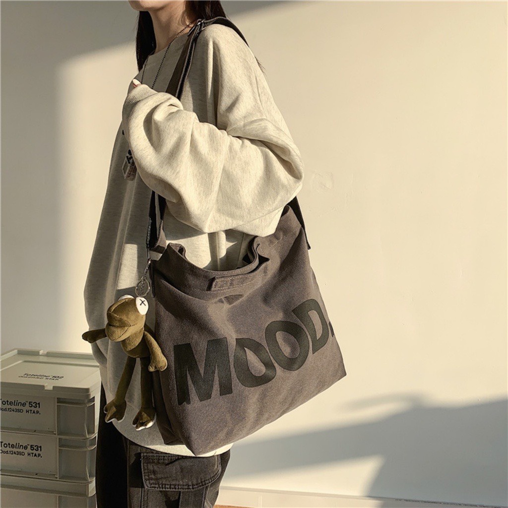 TÚI TOTE ĐEO CHÉO NAM NỮ MOOD VẢI CANVAS PHONG CÁCH ULZZANG UNISEX