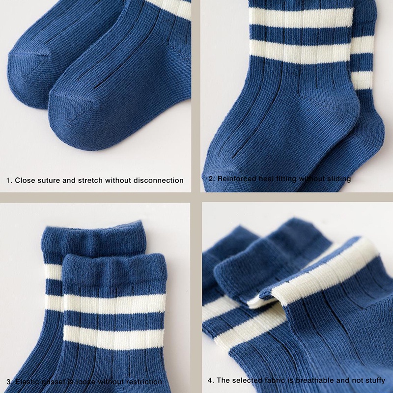 Set 5 Đôi Vớ Kẻ Sọc Mềm Mại Hình Chú Gấu Đáng Yêu Cho Bé 0-5 Tuổi