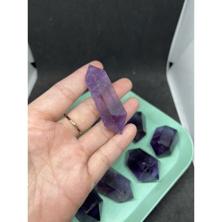 Trụ đá lục lăng tím Amethyst trong veo